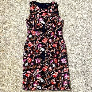 women’s dress size S Floral embroidered midi a line tweed White House Bck Market